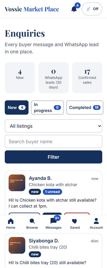 Seller dashboard